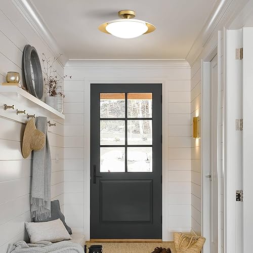 Miniatura 6 de Lámpara de techo regulable de mediados de siglo con pantalla acrílica, luz de techo LED de oro blanco, luz de 5CCT 2700K-6000K para pasillo,