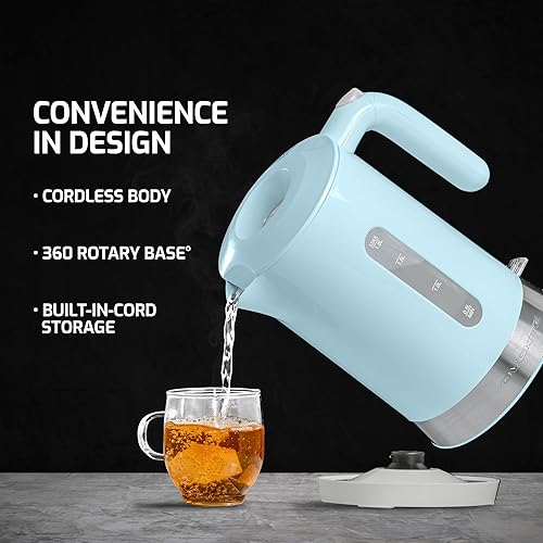 Miniatura 4 de OVENTE Hervidor Eléctrico de 1.8L, Calentador de Ebullición Rápida de 1500W para Café o Té, Libre de BPA, Tapa Fácil de Llenar, Ventana de Nivel de