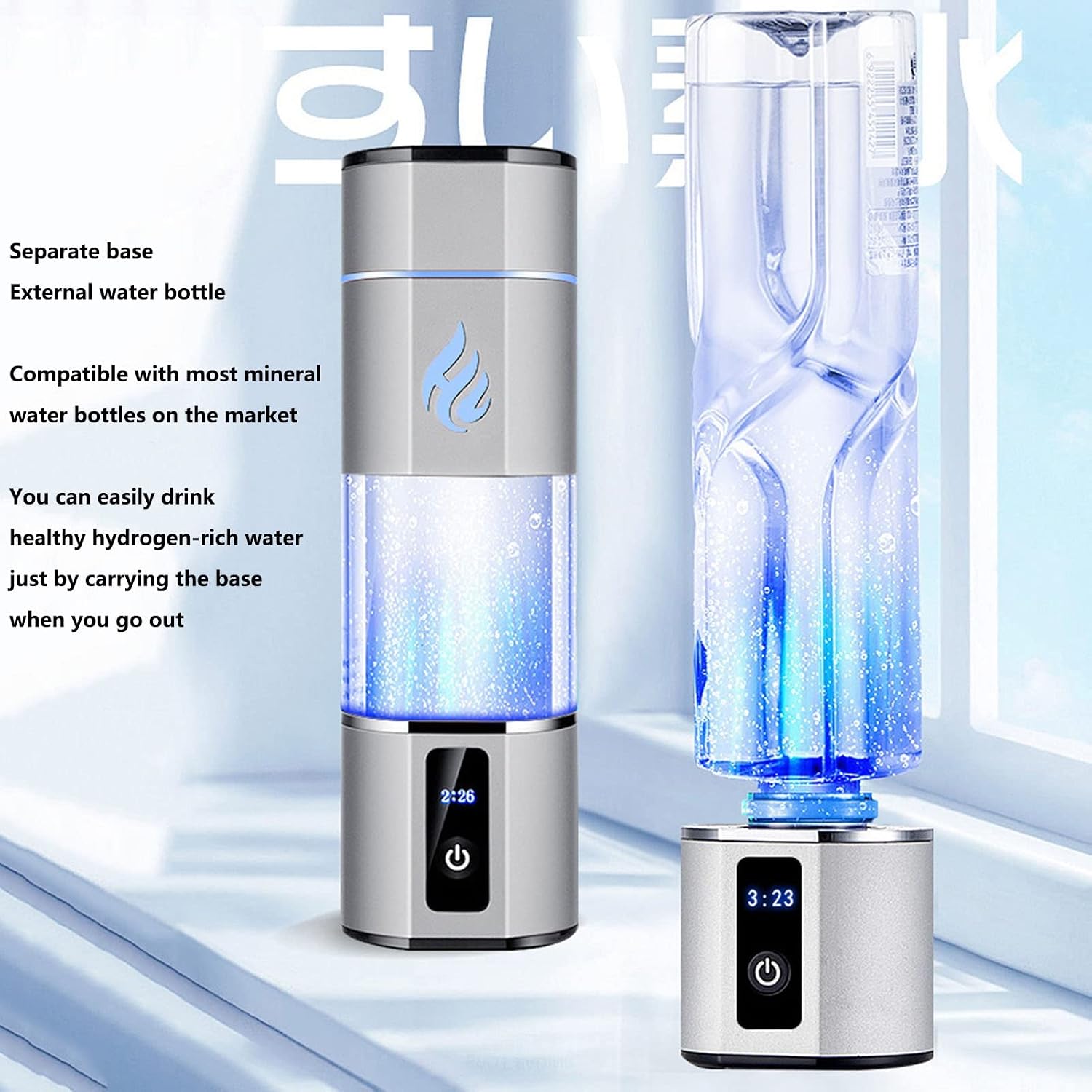 Hydrogen Water Bottle Portable Hydrogen Water Generator with 5/10 Min Quick Hydrogen Generation to 2000-5000PPB for Daily Home Office Travel Use