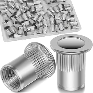 M5 Rivet Nuts, 100Pcs 304 Stainless Steel Flat Head Rivnut Threaded Insert Nutsert
