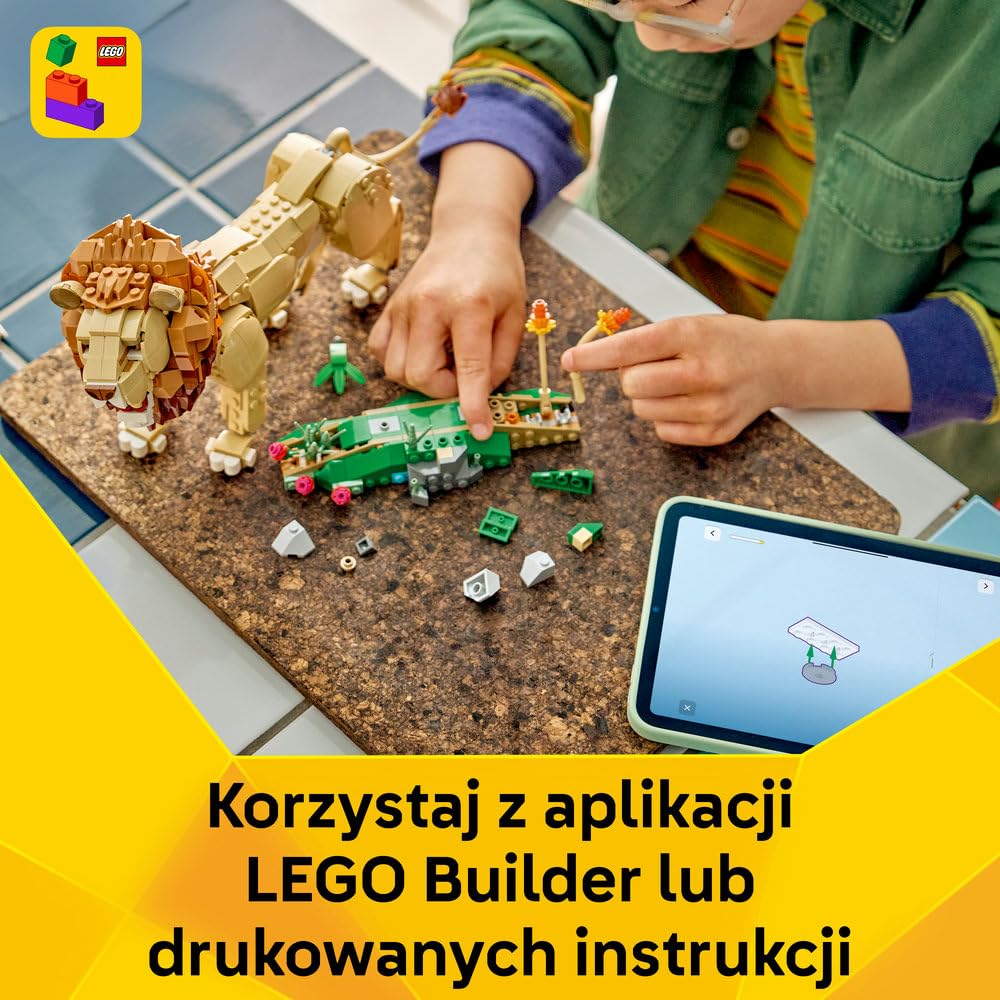 LEGO Creator 3 w 1 Dzikie zwierzęta: Dumny lew 31386 | Zestaw klocków konstrukcyjnych, figurki zwierząt do przebudowy, kreatywny prezent dla dziewczynki i chłopca 9+, 839 elementów