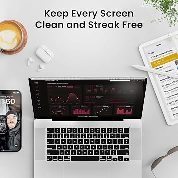 Electronic Wipes Streak-Free Screen Cleaner, TV Screen Cleaner for Smart TV, Screen Wipes Computer Cleaner, TV Cleaner for Electronics: Laptop, Car Phone, iPad | Microfiber Cloth Included [160 Wipes]