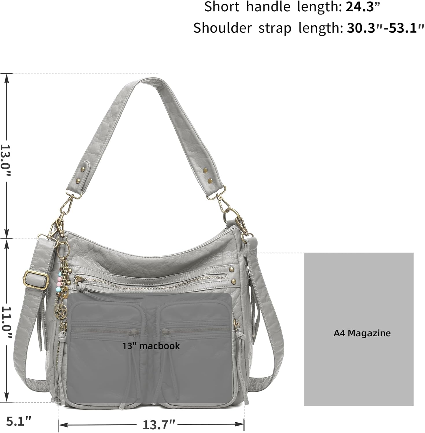 Worldlyda Crossbody Bags for Women Large Tote Soft Leather Purses Washed Y2K Hobo Vintage Handbag Shoulder City Bag - Image 6