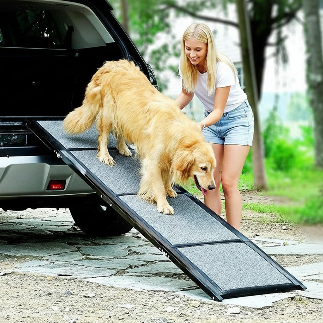 BestVida Pet Ramp (170 x 44 cm),Dog Ramp for Car, SUV & Truck, 67" Long & 17" Wide, Fold-able & Portable Pet Ramp with Non-Slip Rug Surface, Extra