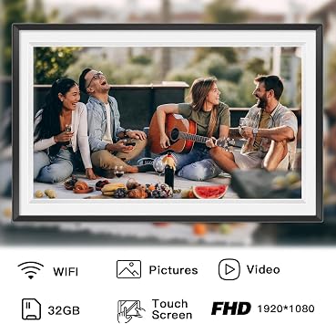 15.6inch Large Digital Picture Frame WiFi Slideshow Digital Photo Frame,1920 * 1080 IPS HD Touchscreen Picture Frame,32GB Storage,Automatic Rotation,Use Frameo App Send Photos and Videos for Free
