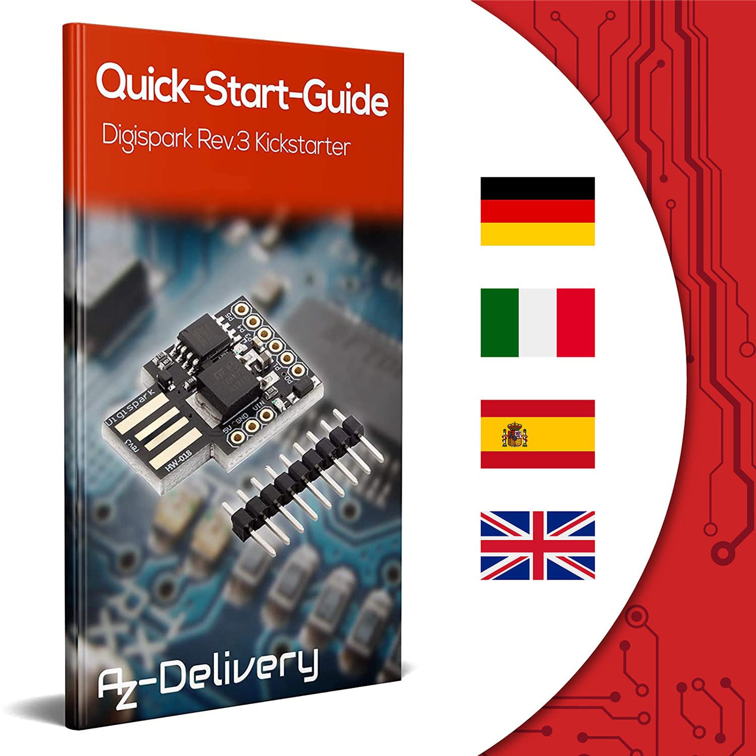 AZDelivery 5 x Digispark Rev. 3 Kick Starter Development Board con USB compatibile con Arduino incluso un E-Book!
