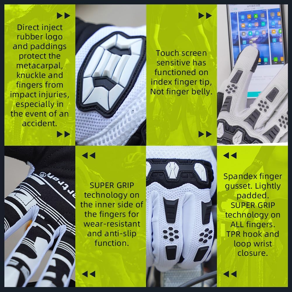Seibertron Unisex BMX MX ATV MTB Racing Mountain Bike Bicycle Cycling Off-Road/Dirt Bike Gloves Road Racing Motorcycle Motocross Sports Gloves Touch Recognition Full Finger Glove - Image 5