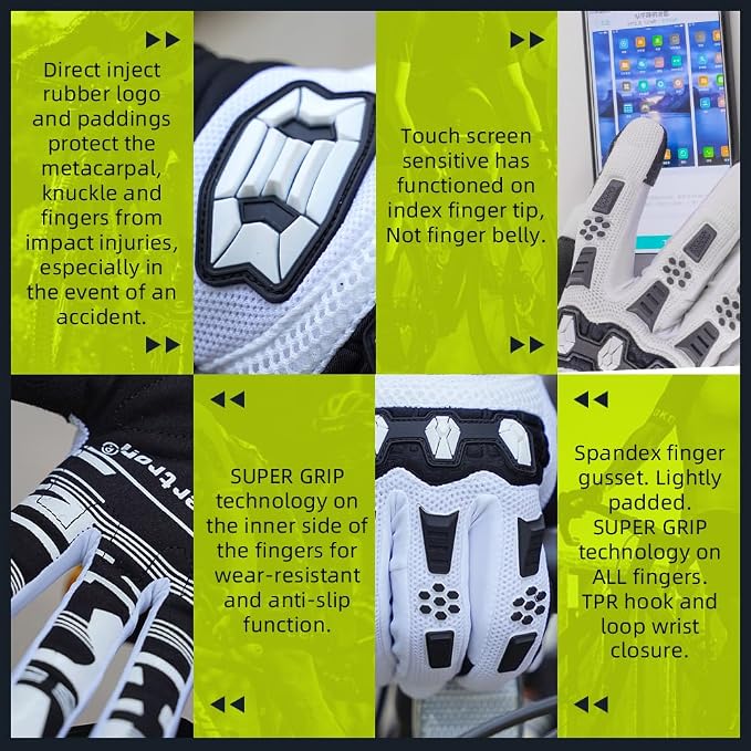 Guantes deportivos blancos Seibertron para ciclismo y motocross miniatura 5