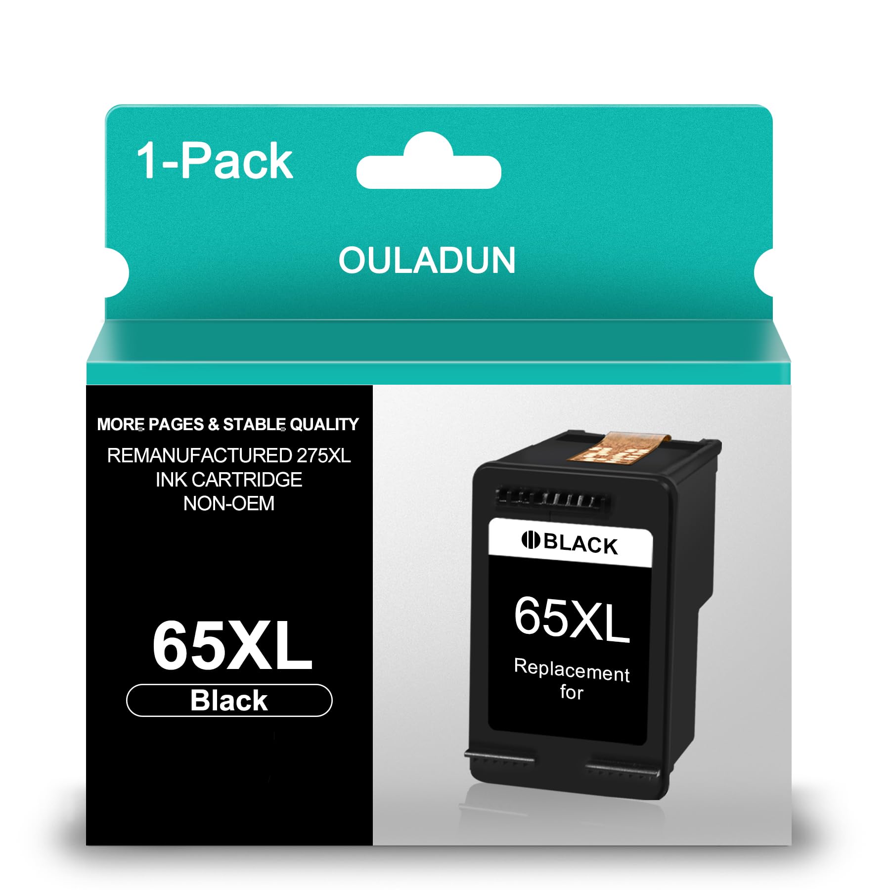 65xl Black Ink Cartridge Remanufactured for HP 65 Ink 65xl Ink Cartridges Black Work with HP DeskJet 3755 3752 2655 3722 3758 2652 HP Envy 5055 5052 5058(1 Black)