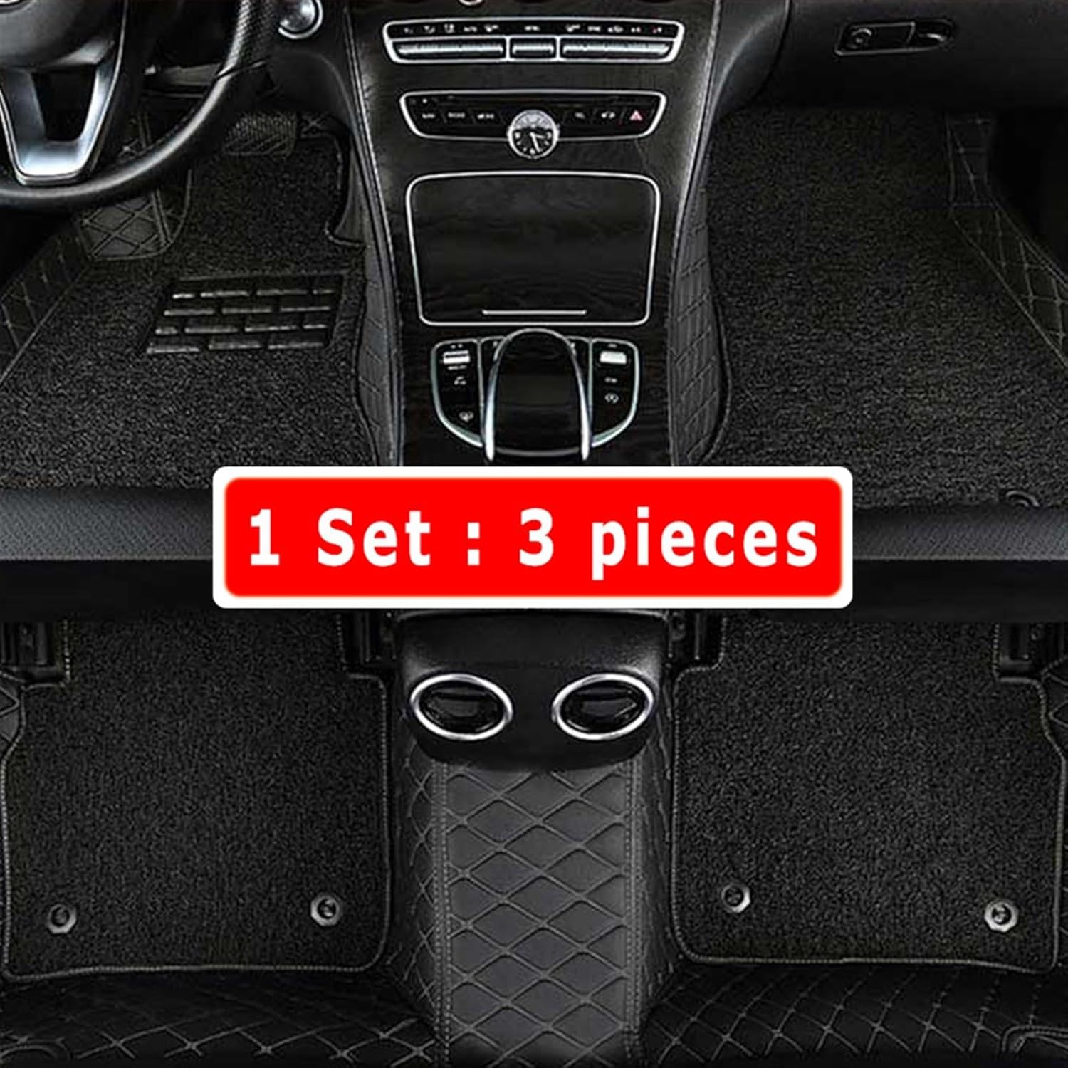 Automotive Accessories Luxury Double Layer Wire Loop Carpets for Audis SQ5 2017 2016 2015 2014 2013 Car Floor Mats Interior Accessories Custom Protector(3pcs-Coffee Coffee)