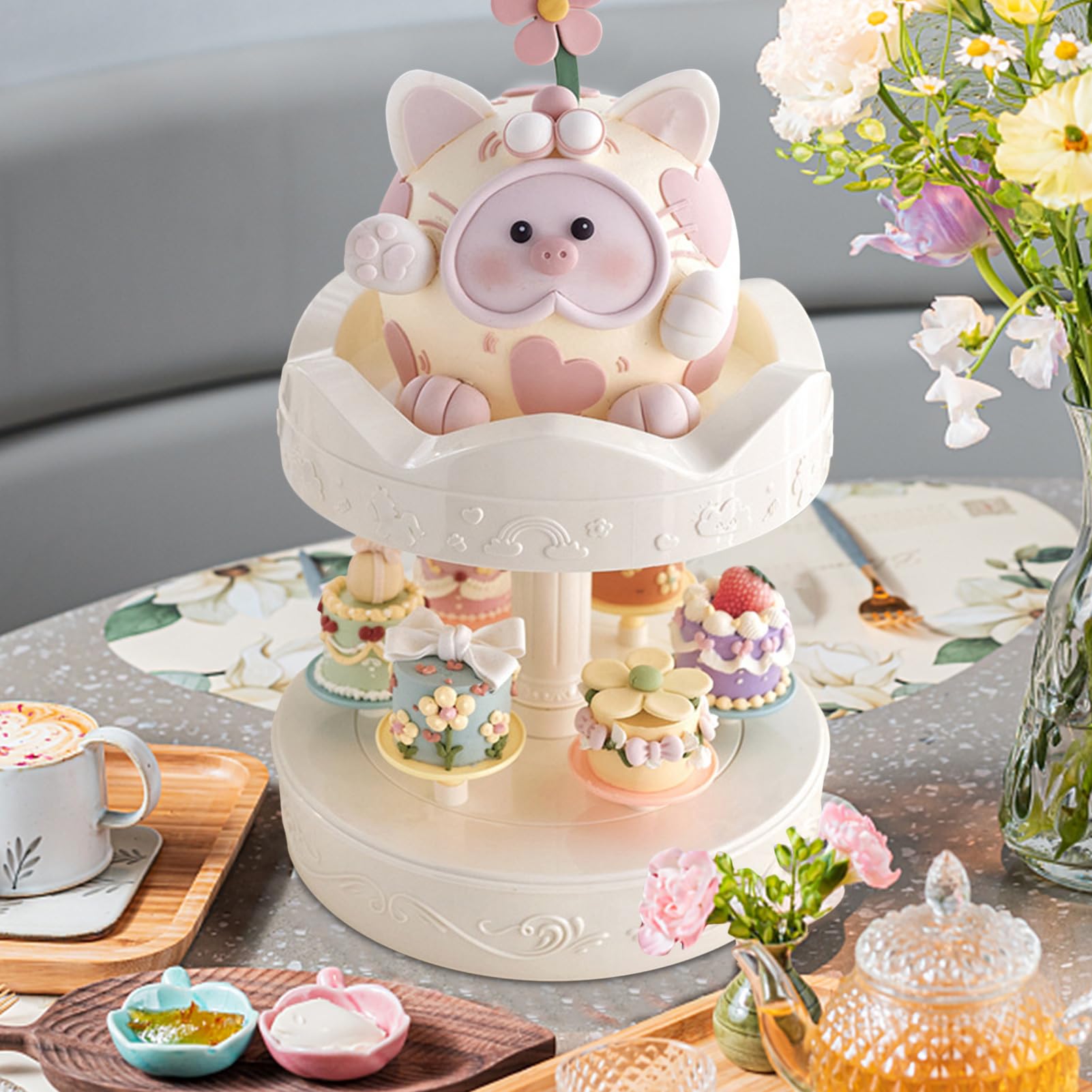 Soporte para Tartas de Estante Giratorio Automático Para Exhibición