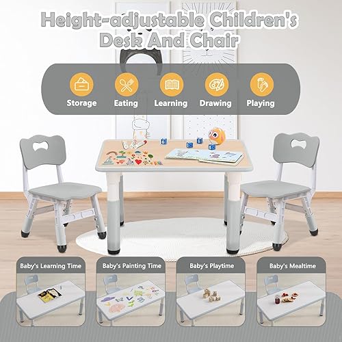 Miniatura 2 de Mesa y sillas para niños, mesa y sillas para niños, mesa para niños (2 sillas), juego de mesa y silla para niños, juego de mesa y silla para niños