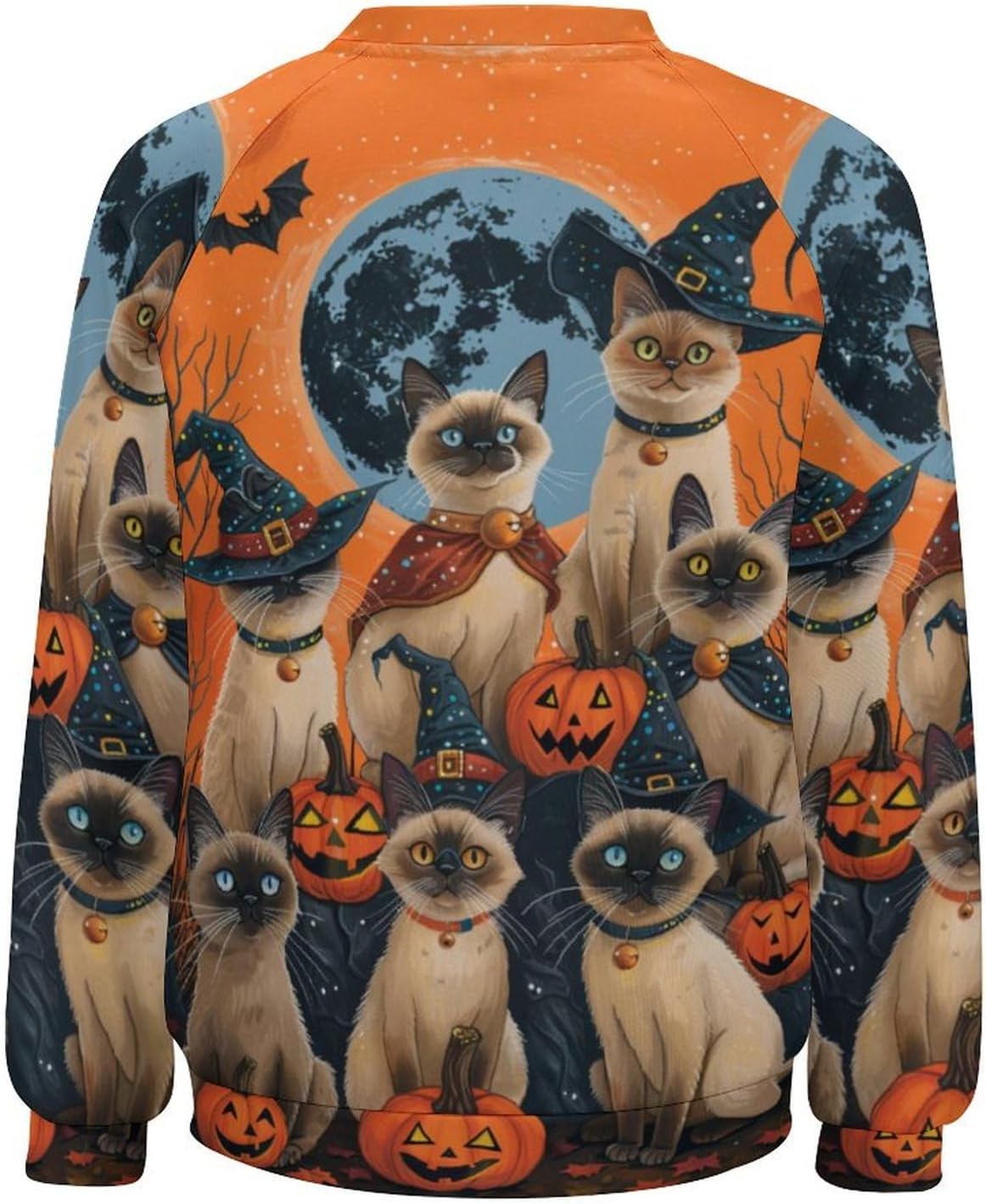 domirica Sweatshirt for Women Halloween Cat Print Crewneck Casual Vacation Trendy Fashion Funny Warm Long Sleeve Shirts