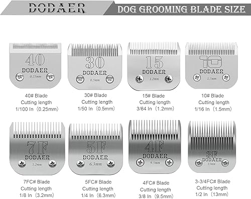 Miniatura 3 de Cuchillas de peluquería para mascotas desmontables de acero inoxidable tamaño 7F5F4F3F, compatibles con Andis, Oster A5, Wahl KM10 Series, 4 unidades