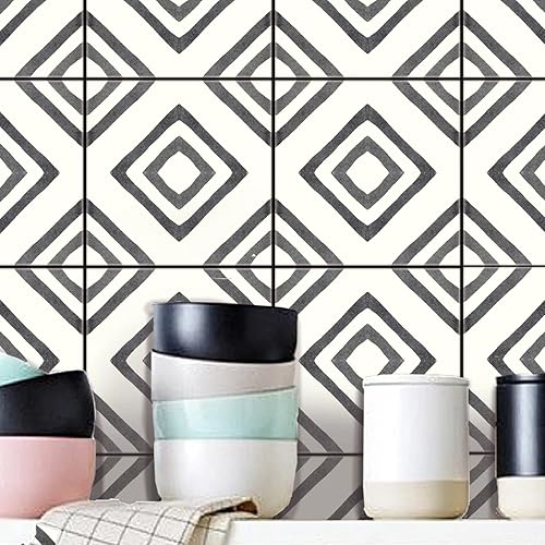 Miniatura 9 de 9 plantillas de azulejos de 6 x 6 pulgadas, plantillas de plástico reutilizables para pintar pisos, paredes, muebles, hormigón, patio, interior y