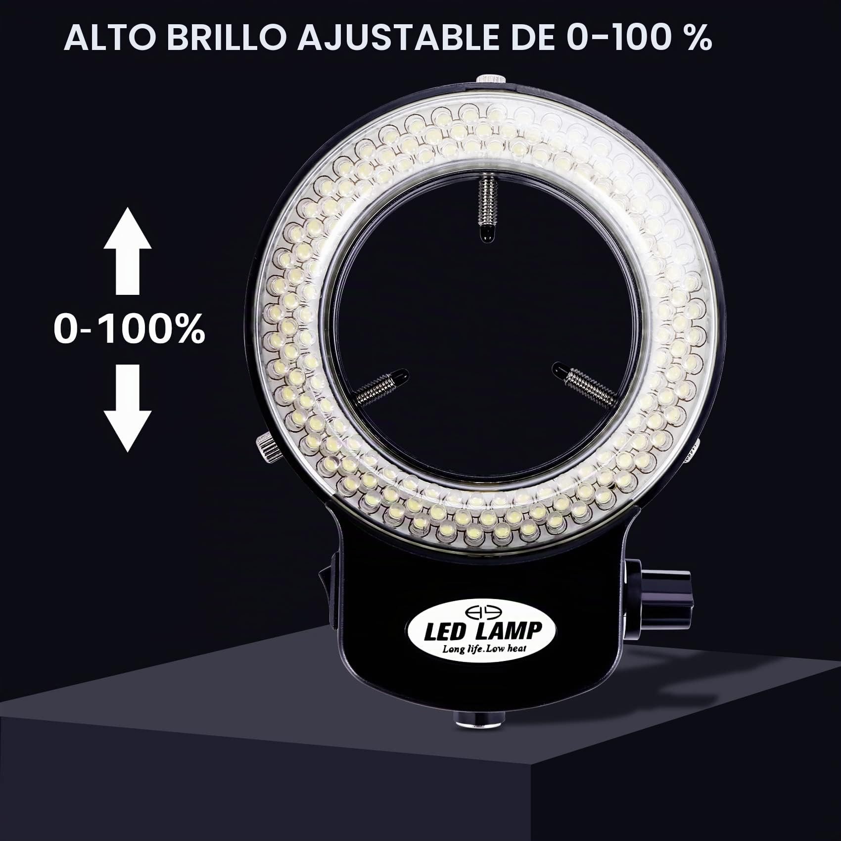 Jevina 144 LED microscopio anillo de luz 0-100% ajustable lámpara para microscope anillo iluminación