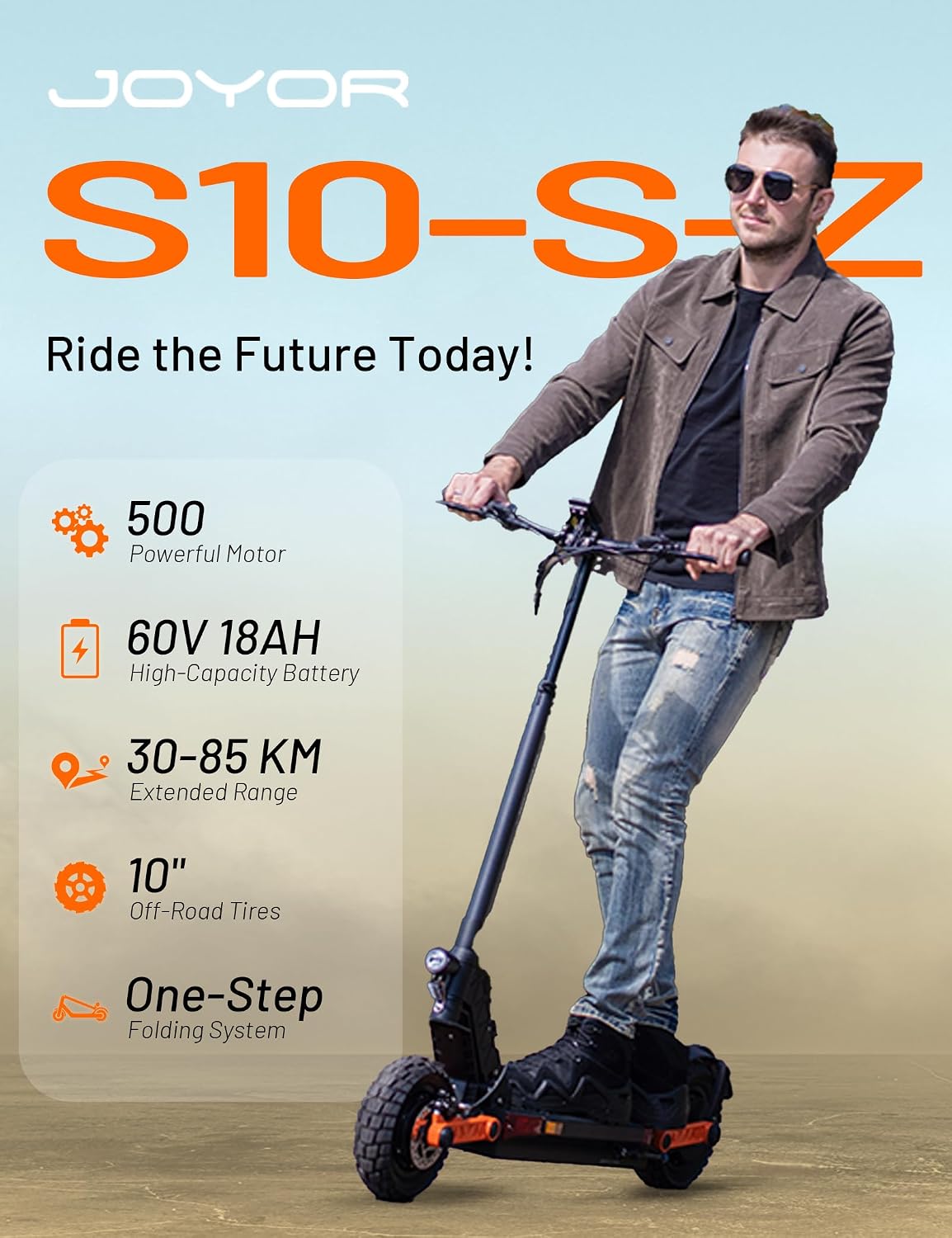 Trottinette électrique Joyor S10-S-Z 60V – Tout-terrain, Pliable, Jusqu'à 85 Km D'autonomie