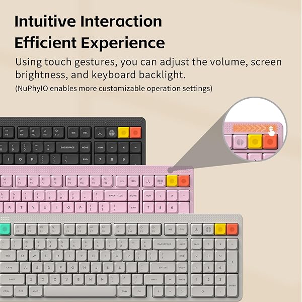 nuphy Node100 Wireless Mechanical Keyboard, Hot Swappable Custom Low Profile Keyboard, 103 Keys Computer Gaming Keyboards, Supports Touch Gestures, PBT Keycaps, RGB Backlit, Bluetooth/2.4GHz/USB-C - 5