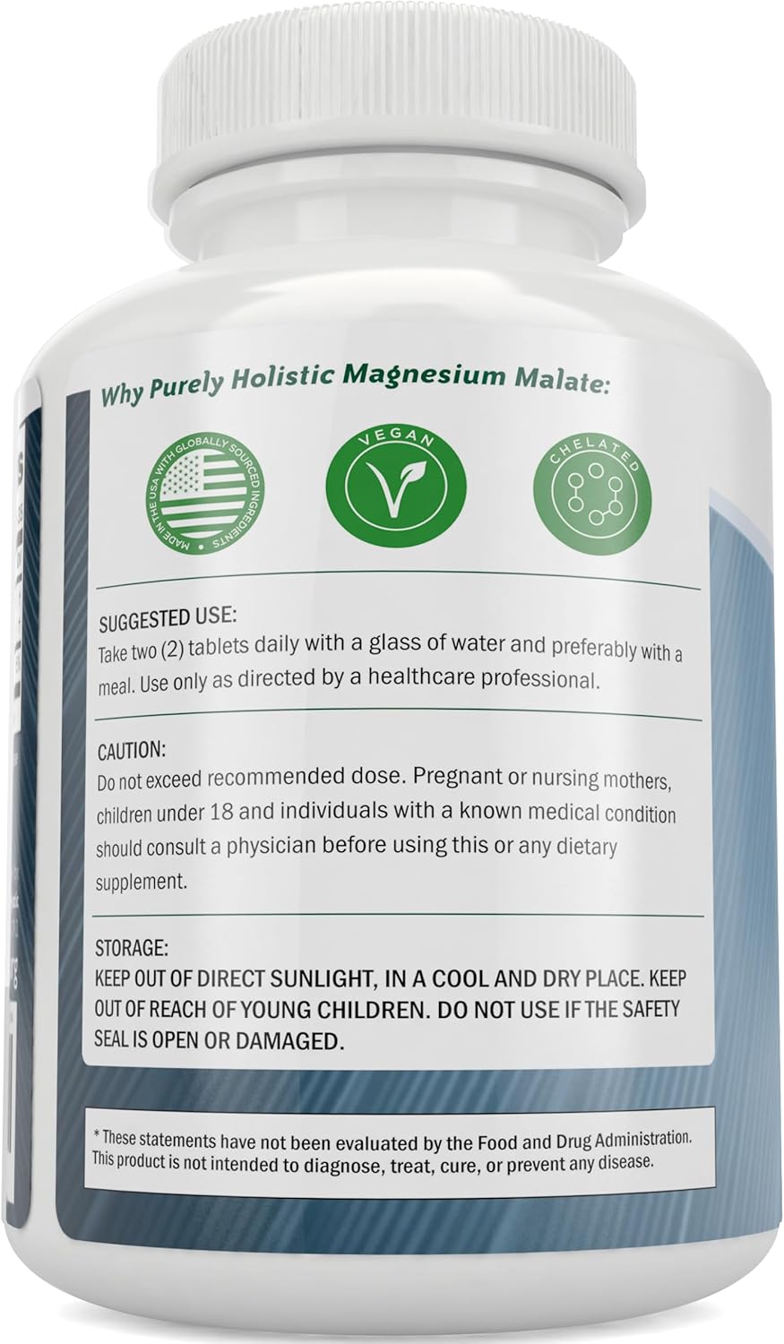 Magnesium Malate 400mg Tablets - 50% More 270 Vegan Tablets - Chelated Magnesium Supplement with Malic Acid - Promotes Energy Production and Muscle Recovery - High Absorption