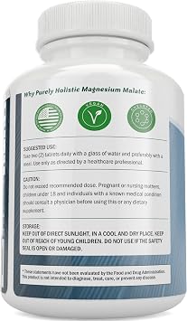Magnesium Malate 400MG Elemental Mag Per Serving, 4+ Month Supply, Vegan