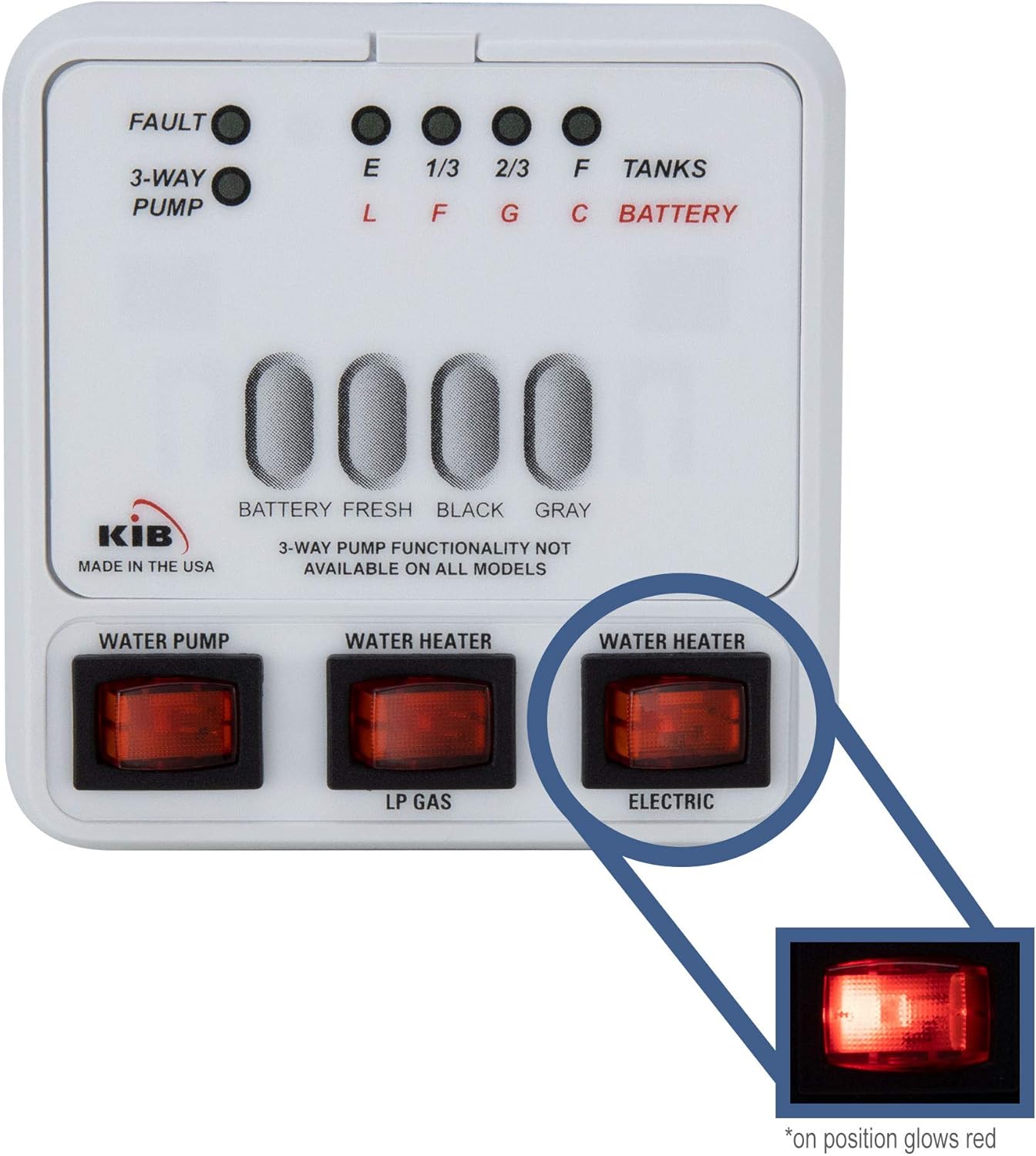 RecPro Tank Monitor Panel M23 | KIB Replacement | Panel Only | Fresh Water or Holding Tank Level Sensor (White)