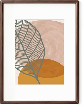 Axeman 12x16 Picture Frame Matted to 11x14, Walnut Wood, Tempered Glass