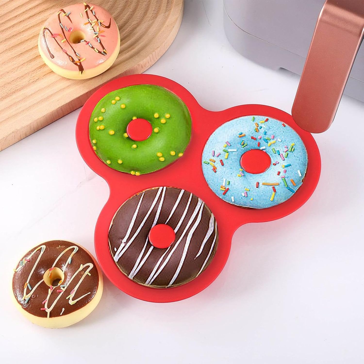 Donut Pan, Heat Resistant Silicone Tray, Reusable Donut Molds, 9.05inch