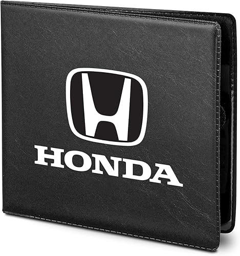 iPick Image Hecho para - Honda Logo Car Auto Insurance Registration Black PVC Document Holder Wallet