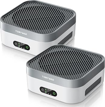 Air Purifier 2 Pack for Bedroom Up to 1200 ft2, H13 True HEPA Air Purifier for Pets Dust Dander Pollen Odor Smoke, with New Quiet Wind Wheel System, for Desk/Car/Travel
