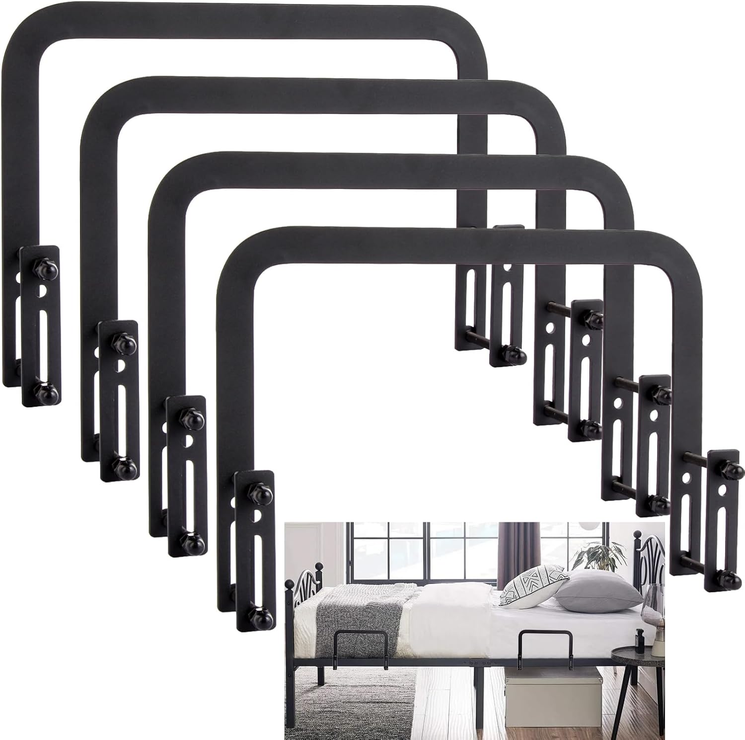 STARVAST 4 Pack Mattress Slide Stopper, Non-Slip Metal Mattress Gripper Retainer Bar, Mattress Holder Gripper for Bed Frame to Prevent Sliding, Mattress Holder for Metal Bed Frame