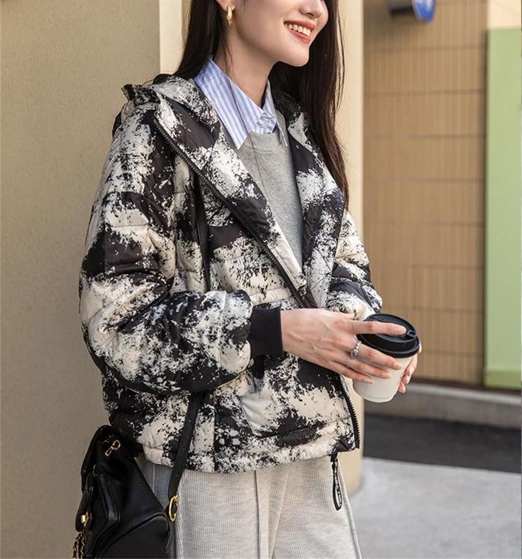 Women’s Light Down Jacket Hooded Loose Fit Casual Short Warm Outwear For Women