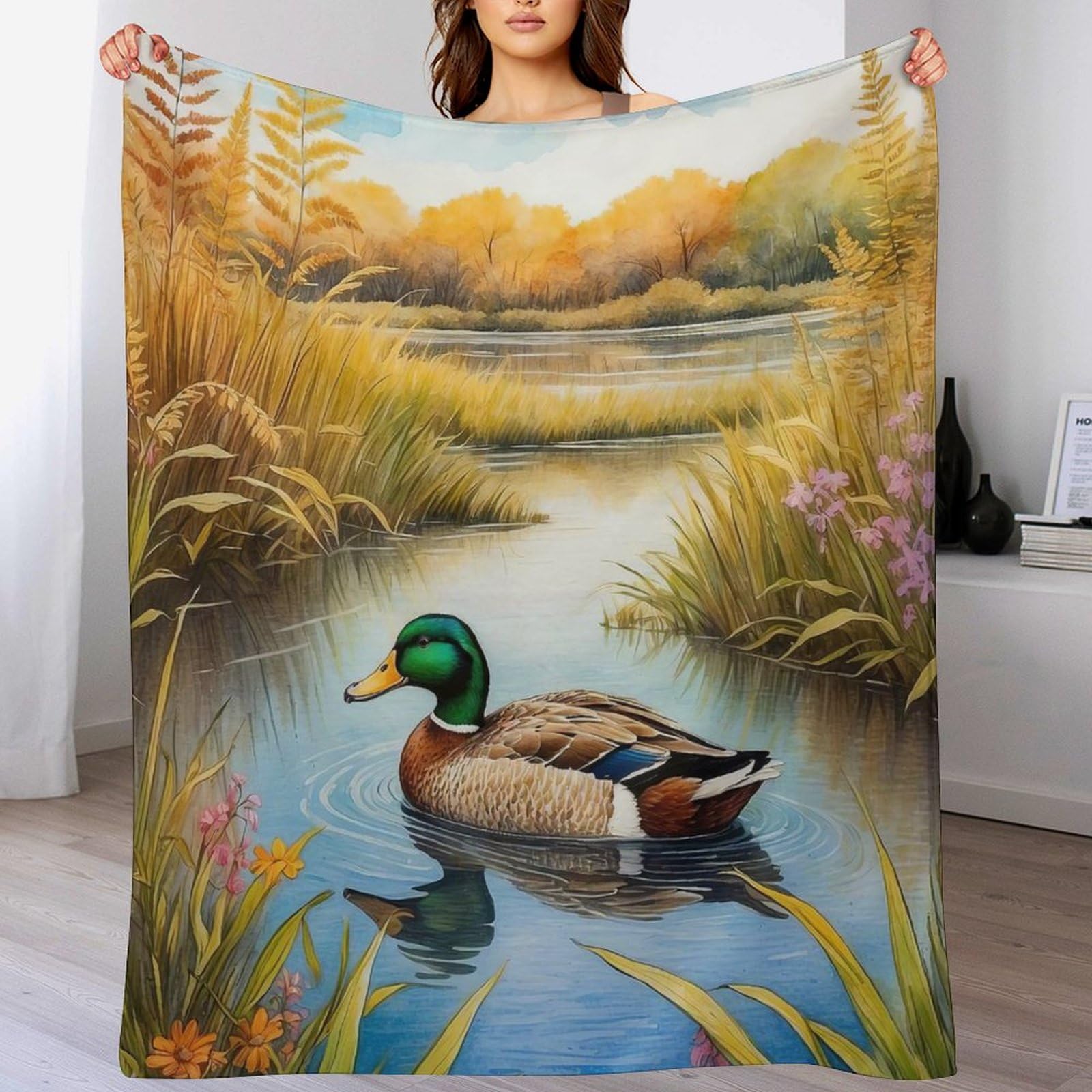Couverture moelleuse et duveteuse en flannel supérieure motif canard