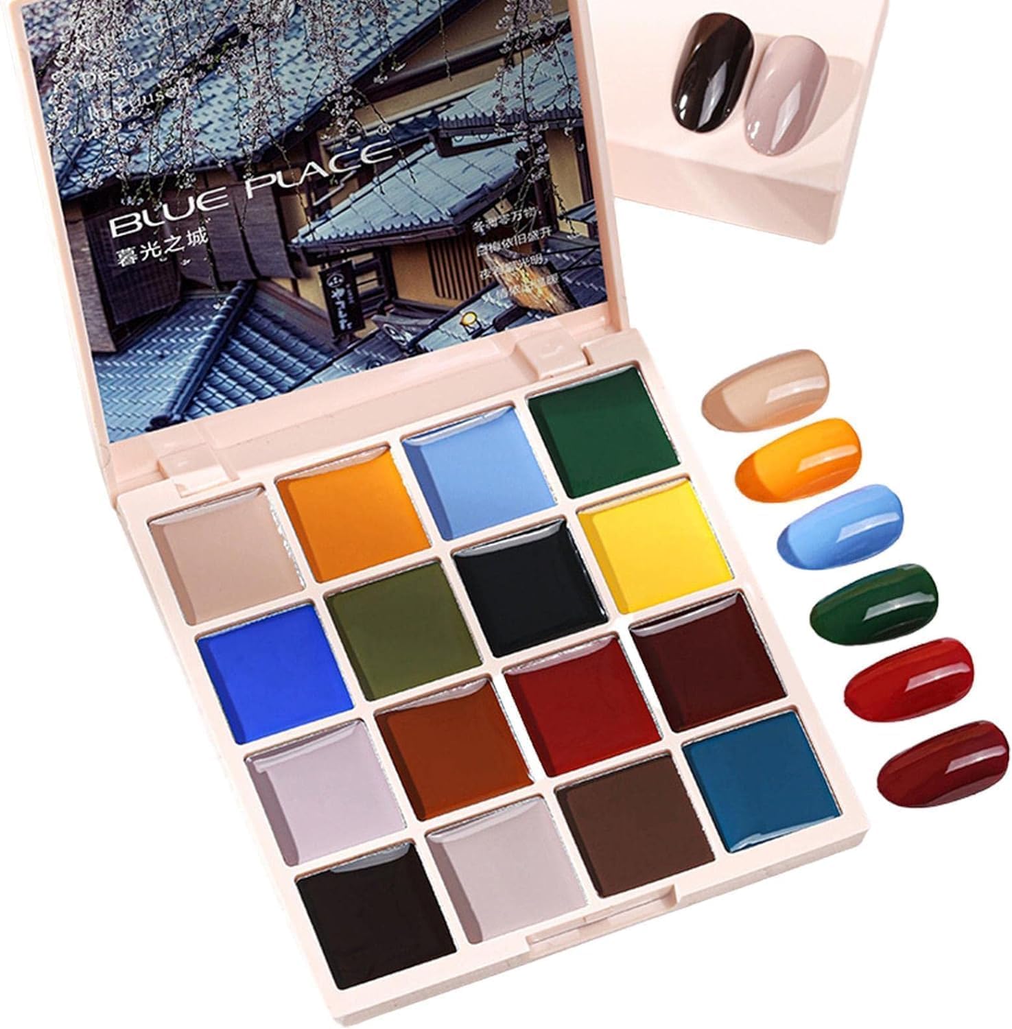 Solid Cream Gels Nail Polish Palette, 16 Colors UV/LED Soak Off Gel Polish Cream Gels Nail Polish Set, Nail Art Design DIY Manicure for Salon at Home (02 - The Twilight)-image-8