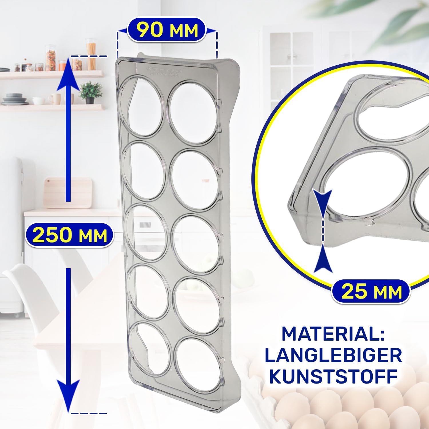Eier Aufbewahrung Kühlschrank 250x90x25 mm mit Originalcode DA63-06221A für Samsung - Garantie 10 Jahre - MONTERAL