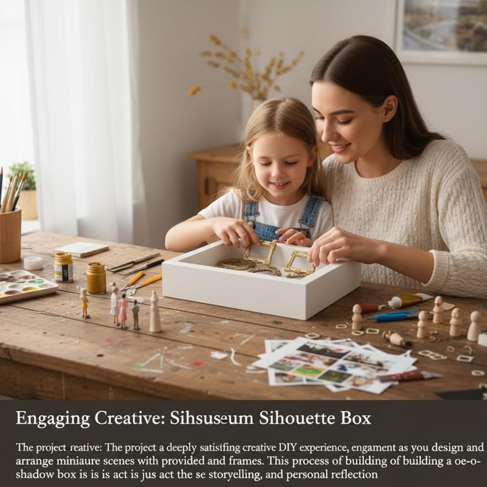 DIY Mini Museum Silhouette Box - Shadow Box Frame Kit Con 11 Cornici Dorate & 8 Figurine | Per San Elegante, Anniversari E Matrimoni | Vetrina Illuminata Per Ricordi Familiari