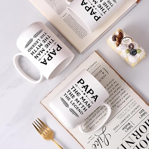 Miniatura 4 de J.Ehonace Taza de 15 onzas con texto en inglés "The Man The Myth The Legend", divertida taza de café para papá y abuelo  Novedad para el día del