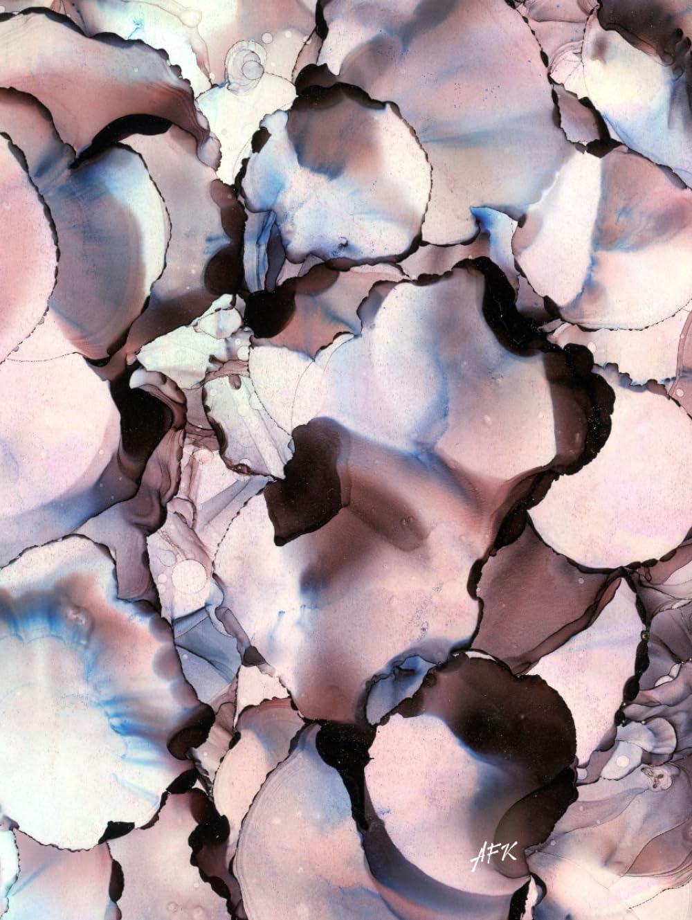 8.25x11 Hardcover Notebook Abstract Art - Oysters: 140 Pages, 25 Lines Wide Ruled, White Paper