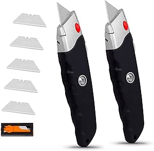 Internet's Best Premium Utility Knife - Set of 2 - Retractable Razor Knife Set - Box Cutter