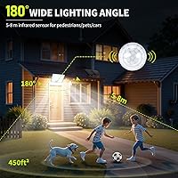 Vista 2 de 184 luces LED solares para exteriores, luces solares impermeables con sensor de movimiento y tres modos ajustables, encendido/apagado automático