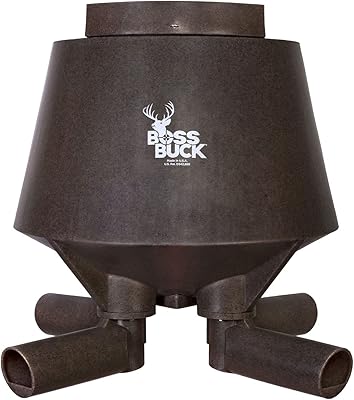 Boss Buck Hunting Durable Lightweight Plastic Windproof Waterproof Gravity Feed Deer Post Feeder with 4 Removable Tubes and Lid, 200 LB