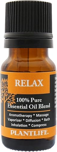 Plantlife Relax Mezcla de aceites esenciales para aromaterapia, directamente de la planta, 100% puro, grado terapéutico, sin aditivos ni rellenos,