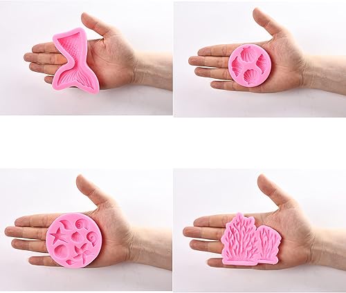 Miniatura 5 de Molde para tartas con temática de sirena, sirena, concha, algas marinas, molde de silicona coral para cupcakes para dulces, chocolate, fondant,