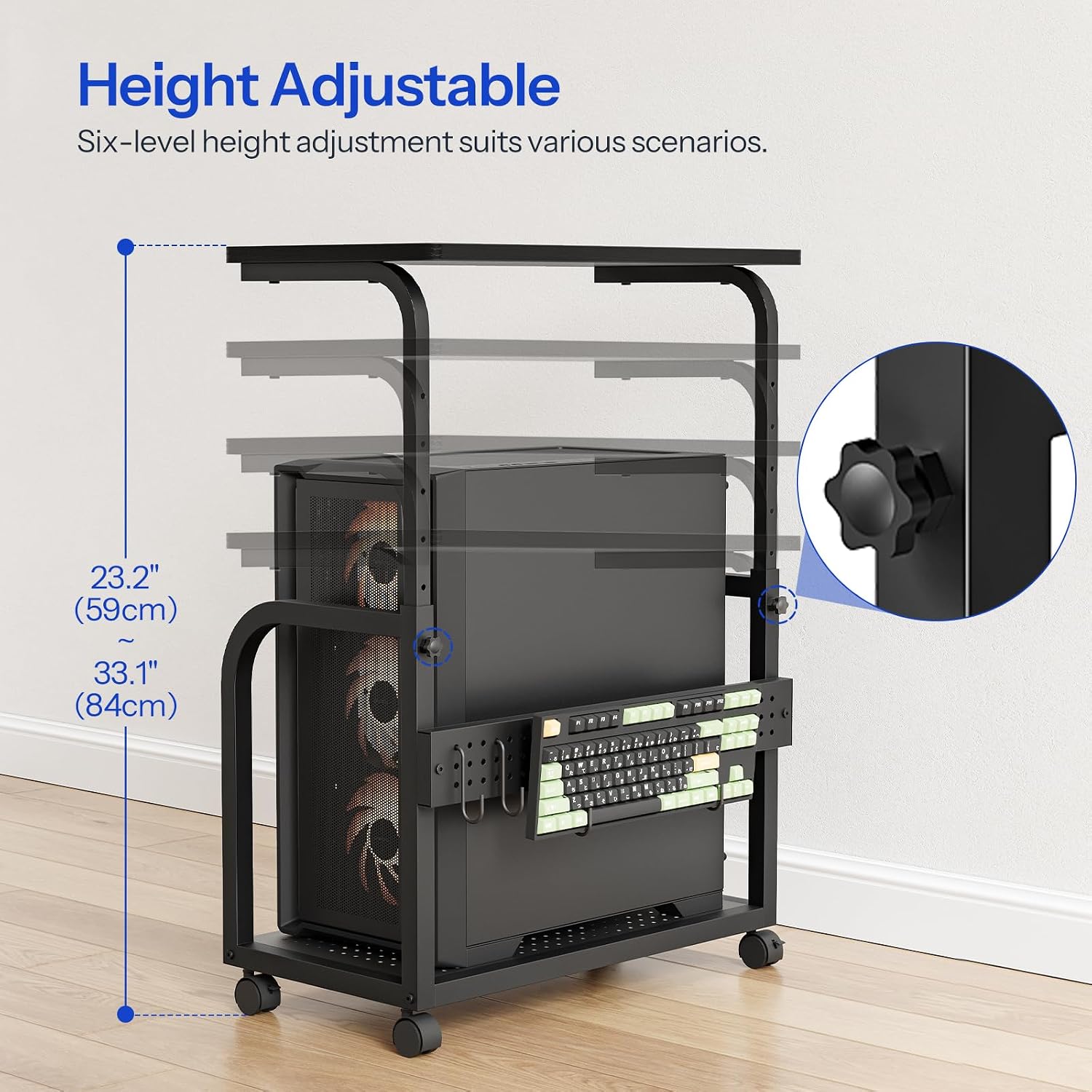 HOOBRO Computer Tower Stand, PC Stand for Floor, Black