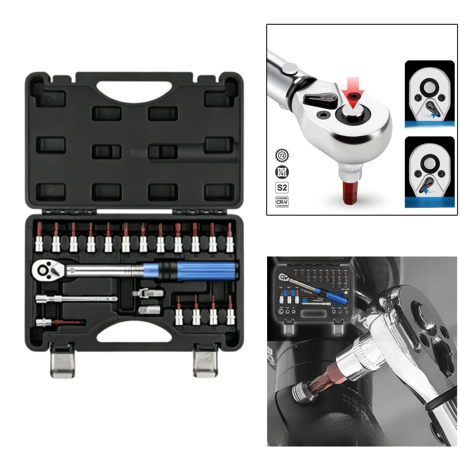 Llave de para Bicicleta con Herramienta Multifuncional de Trinquete Maletín Resistente Anti Desgaste de Ajuste Preciso Elaborada en Ale, 21 Piezas