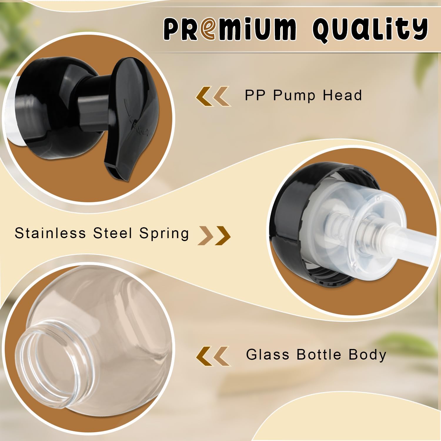 3 Pcs Foaming Soap Dispenser Clear Glass Foam Pump Bottle Refillable Liquid Soap Container Jar for Shampoo Body Hand Wash Home Kitchen - 350ml/12oz - Image 3