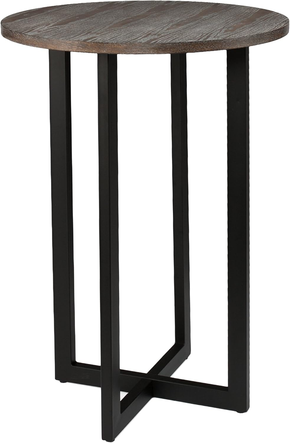 SEI Furniture Danby 42" Bistro Bar Table, Burnt Oak Top with Black Metal Base - Seats Up to 4 People