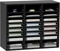 VEVOR 24-Compartment Wood Literature Organizer with Adjustable Shelves - EPA Certified Black Sorter for Office, Classroom, Home 29x12x24.4in