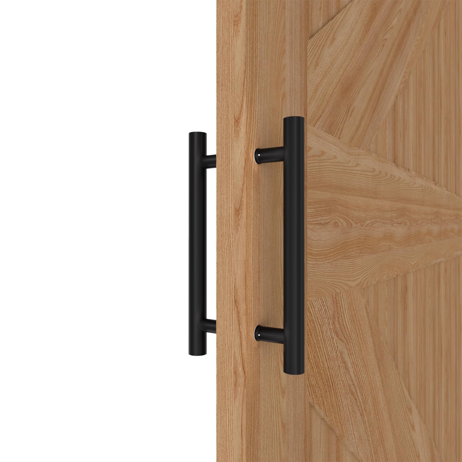 LVYIHAN Round Matte Black Barn Door Handles 30/60/90/120/150 Cm, Pull Push Long French Door Handle Double Sided