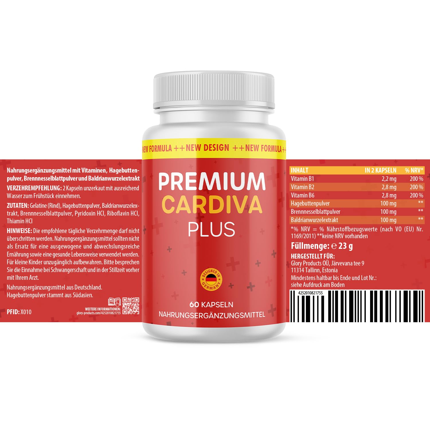 Premium Cardiva Plus Kapseln | Für ein aktives Leben | mit wertvollen Inhaltsstoffen | 60 Kapseln Inhalt