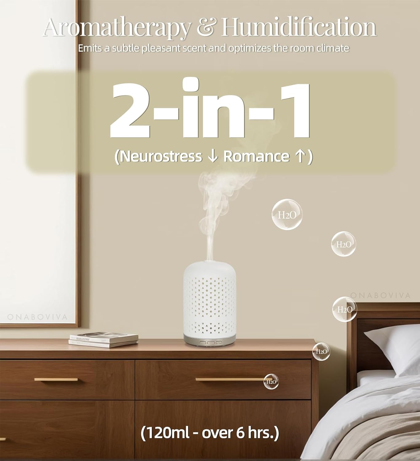 Essential Oil Diffuser – 2.4MHz Ultrasonic Aromatherapy Diffuser, Health Night Light, Timer & Auto Shut-Off, BPA-Free, 120ml Ceramic Scent Diffuser for Home,Yoga, Spa, Meditation, Hotel - Image 2